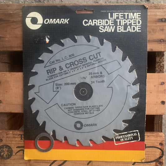 Saw Blade OMARK 200mm 25mm & Arbors RIP & CROSSCUT Carbide Tipped  24 Australia