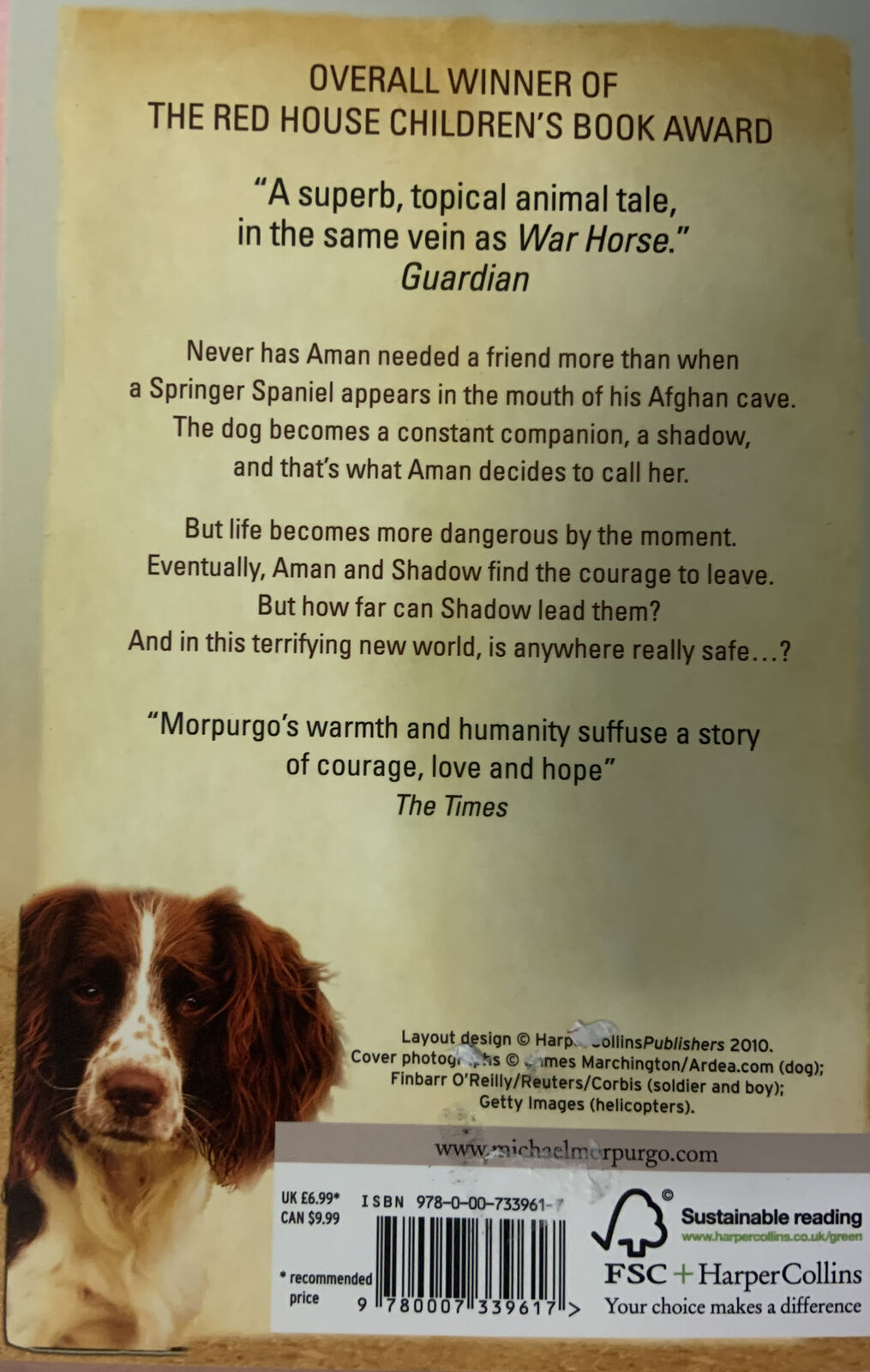 Fiction PB SHADOW By Michael Morpurgo 2010 Fiction Novel Dog Lover NEW