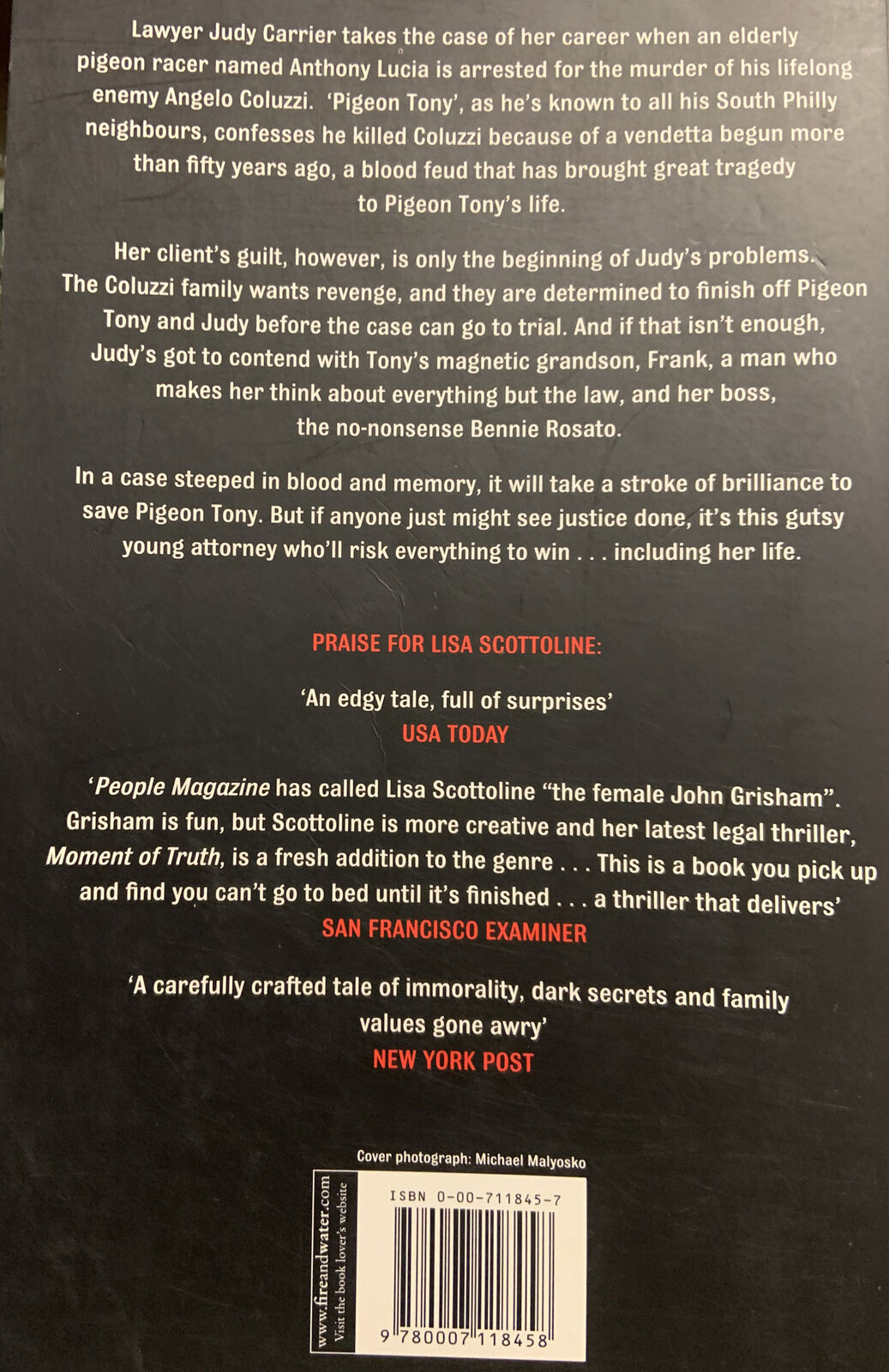 Fiction PB THE VENDETTA DEFENCE by Lisa Scottoline 2001 Crime Thriller
