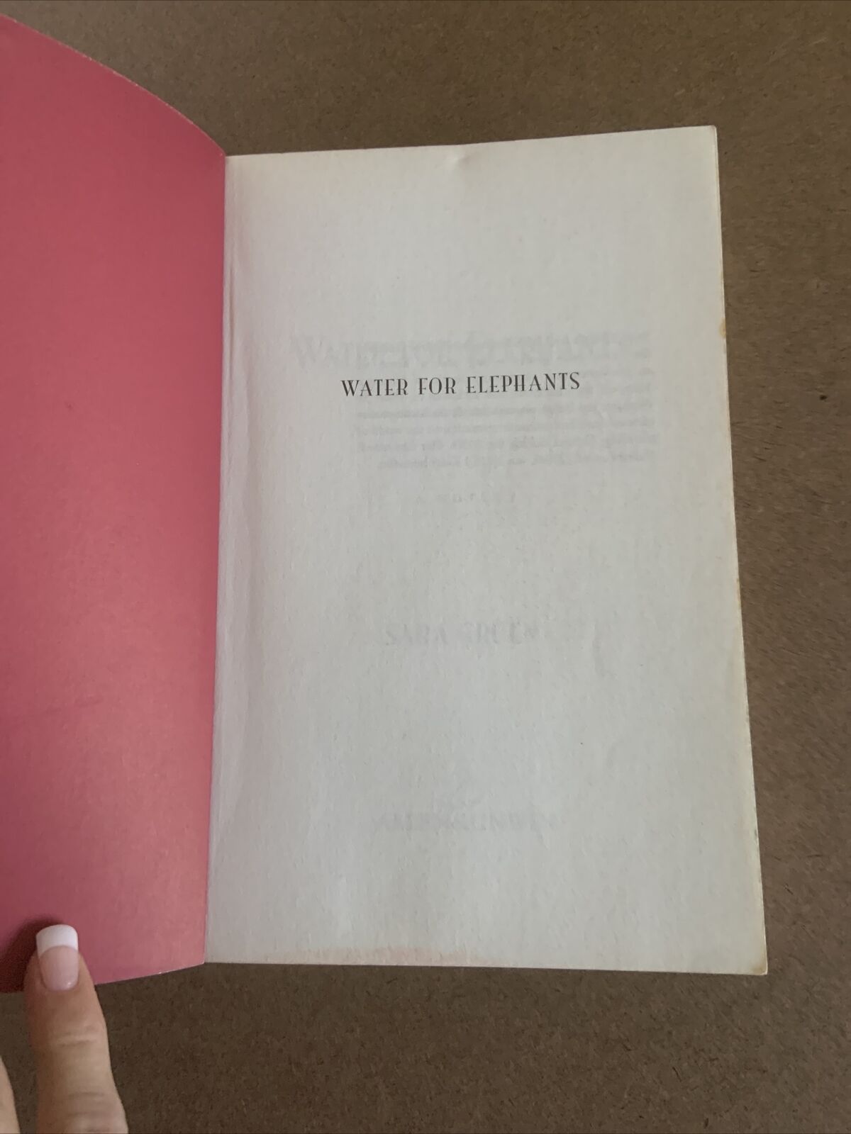 Fiction PB WATER FOR ELEPHANTS by Sara Gruen Women's Romance PB Book 2006
