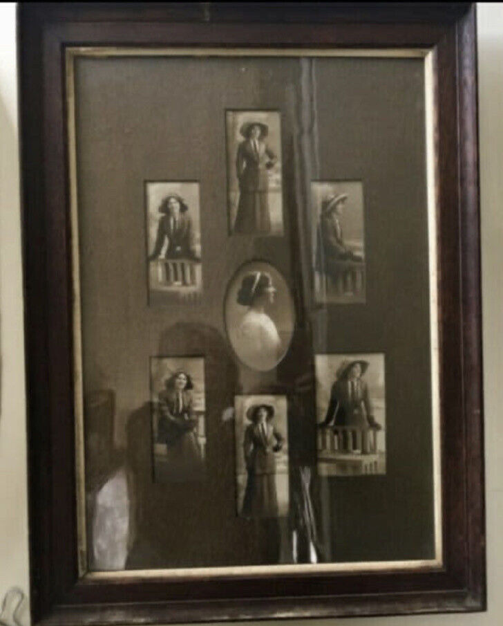Antique Wood Frame Victorian Debutante Studio Photo Vignette Australian Glazed