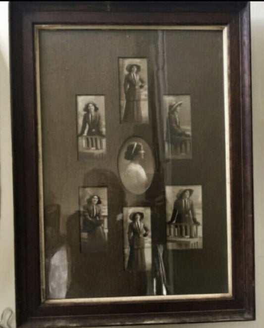 Antique Wood Frame Victorian Debutante Studio Photo Vignette Australian Glazed