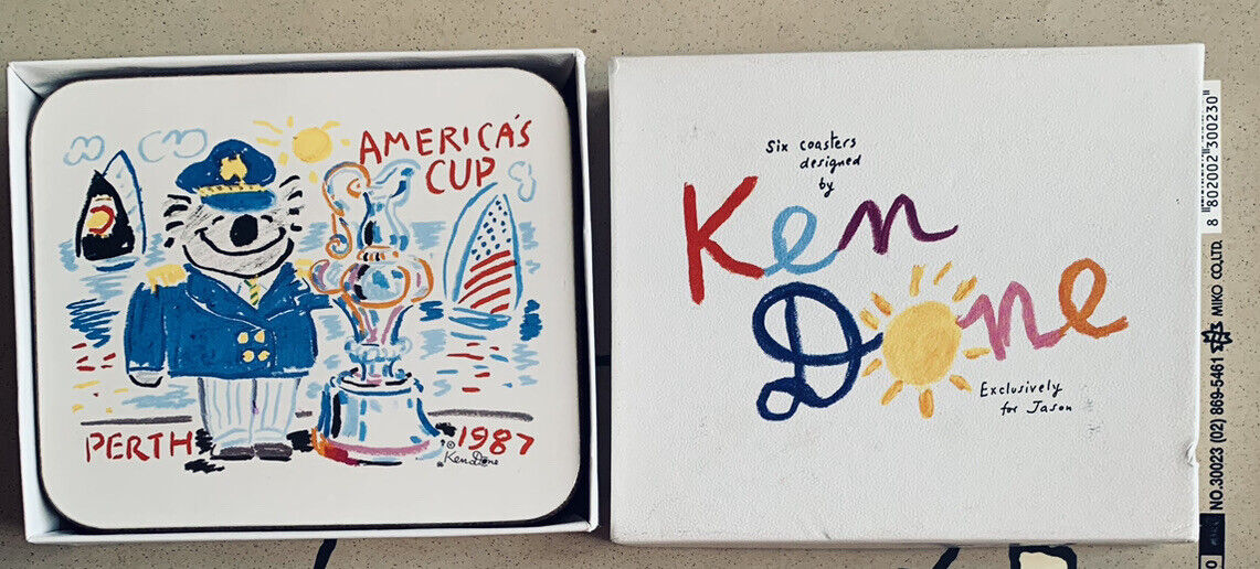 KEN DONE 6 Coaster Koala America's Cup 1987  Box Set Jason NZ Vintage Australian