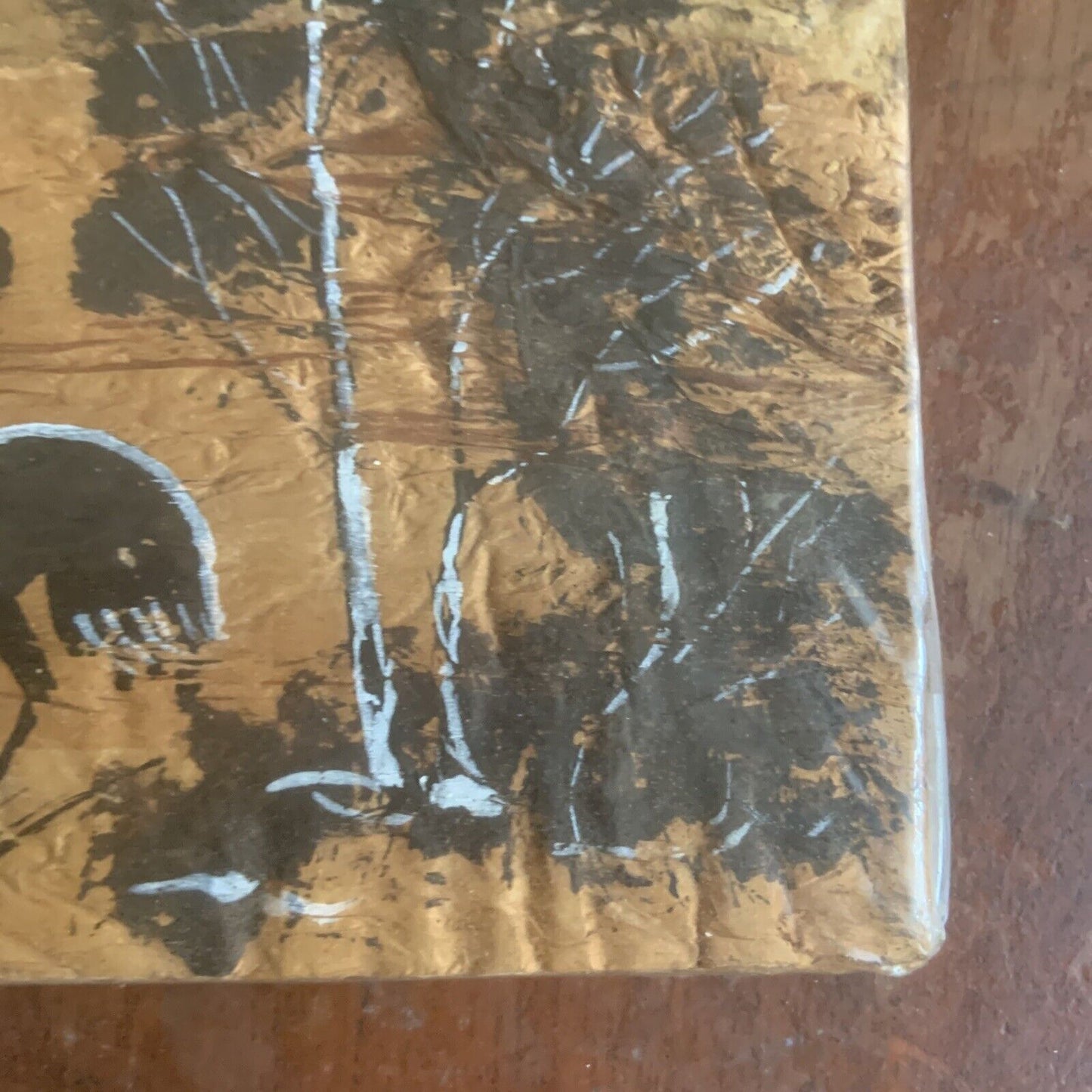 Small BARK ART Painting AUSTRALIAN OUTBACK LANDSCAPE Aboriginal Emus NURRA WA