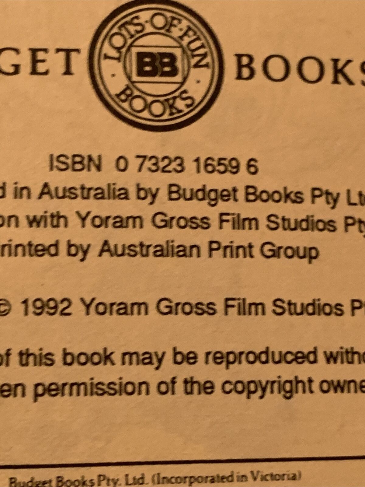 PB Book BLINKY BILL ON STAGE - Sally Odgers 1992 Australian Vintage