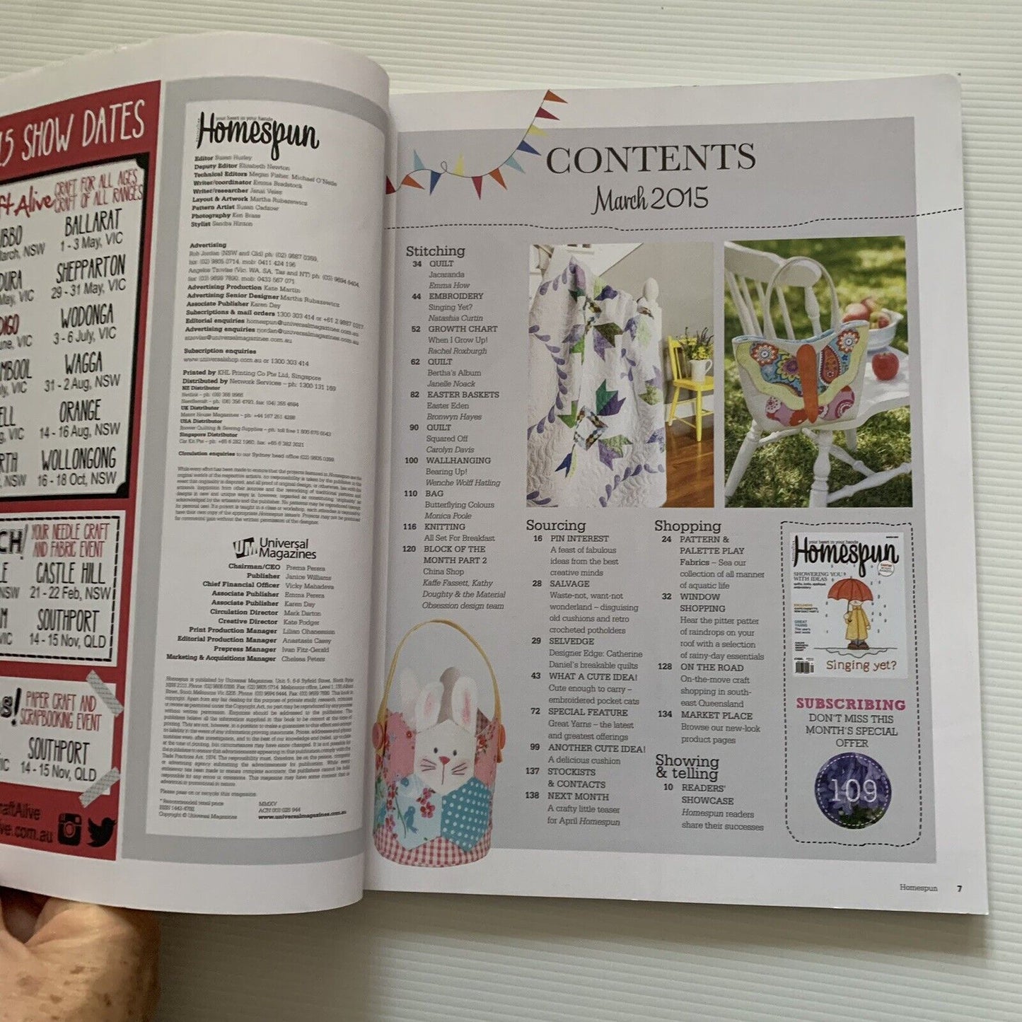 Growth Chart No 142 AUSTRALIAN HOMESPUN Your Heart in Your Hands March 2015