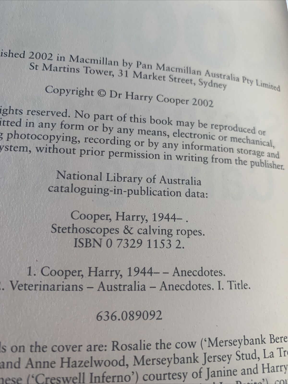 PB Dr HARRY COOPER Stethoscopes and Calving Ropes Australian Vet TV  2002 1st Ed