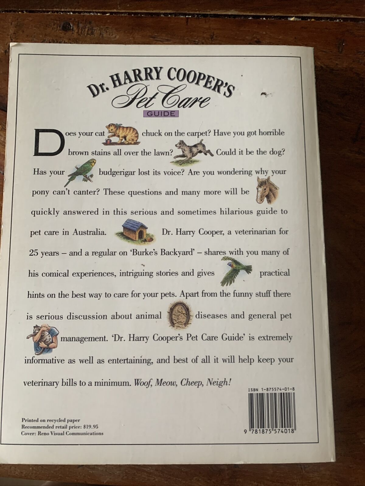 PB Dr HARRY COOPER’S Pet Care Guide 1991 Australian TV Vet Burkes Backyard VTG