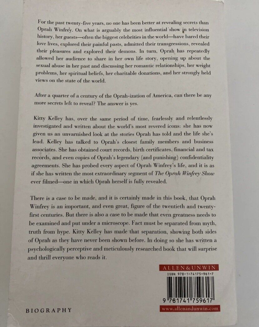 PB Book OPRAH A Biography by Kitty Kelley Oprah Winfrey 2010 True Story