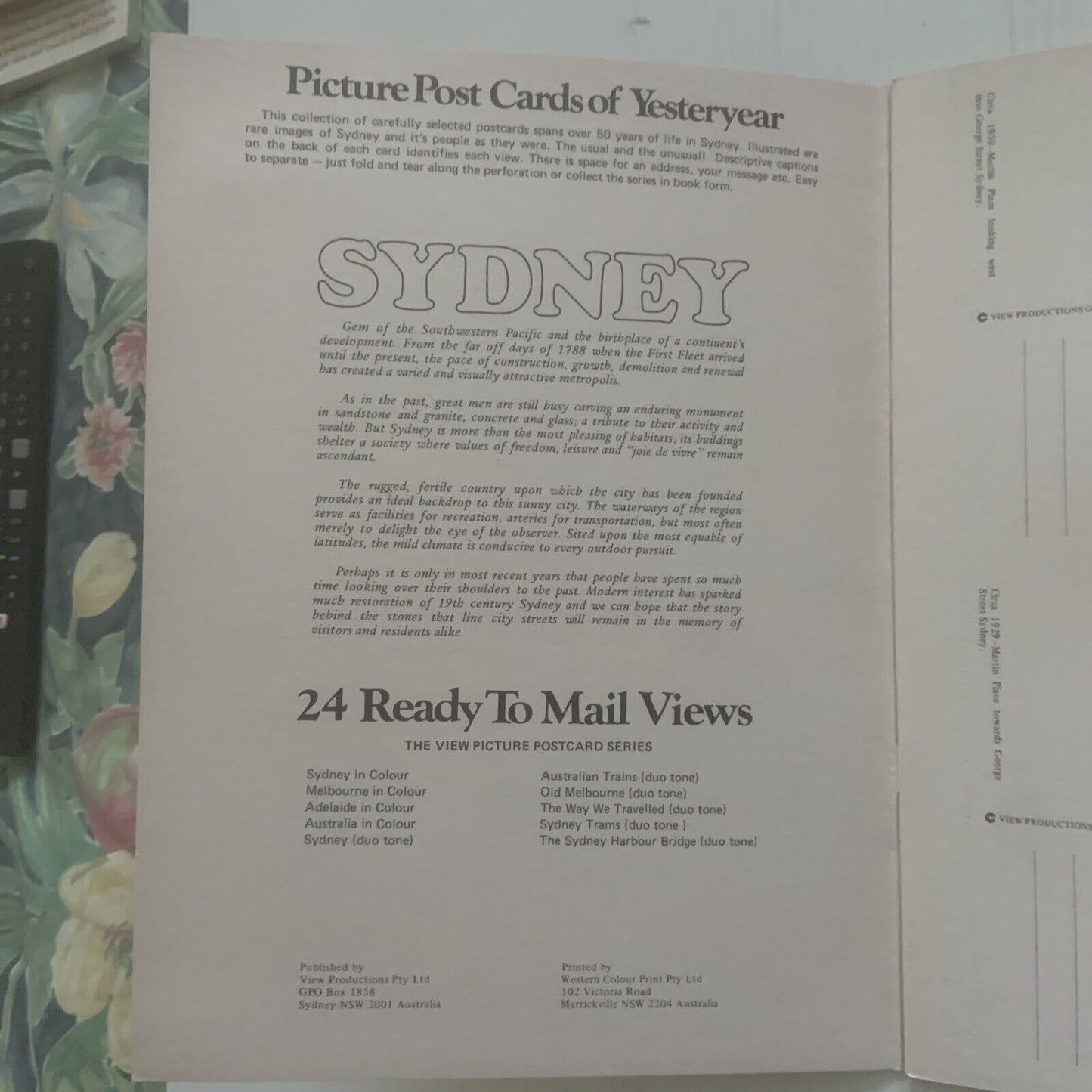 PICTURE POST CARDS OF YESTERYEAR SYDNEY  IN COLOUR - 24 VIEWS