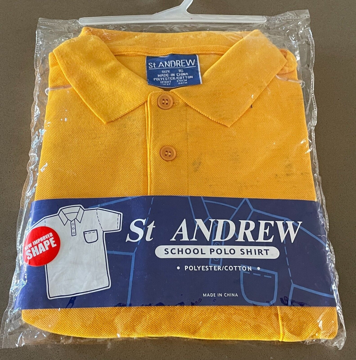 ST ANDREW Yellow Short Sleeve Polo Shirt Size 16 School Wear Casual New Unisex