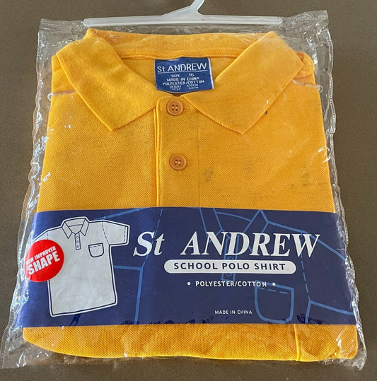 ST ANDREW Yellow Short Sleeve Polo Shirt Size 16 School Wear Casual New Unisex