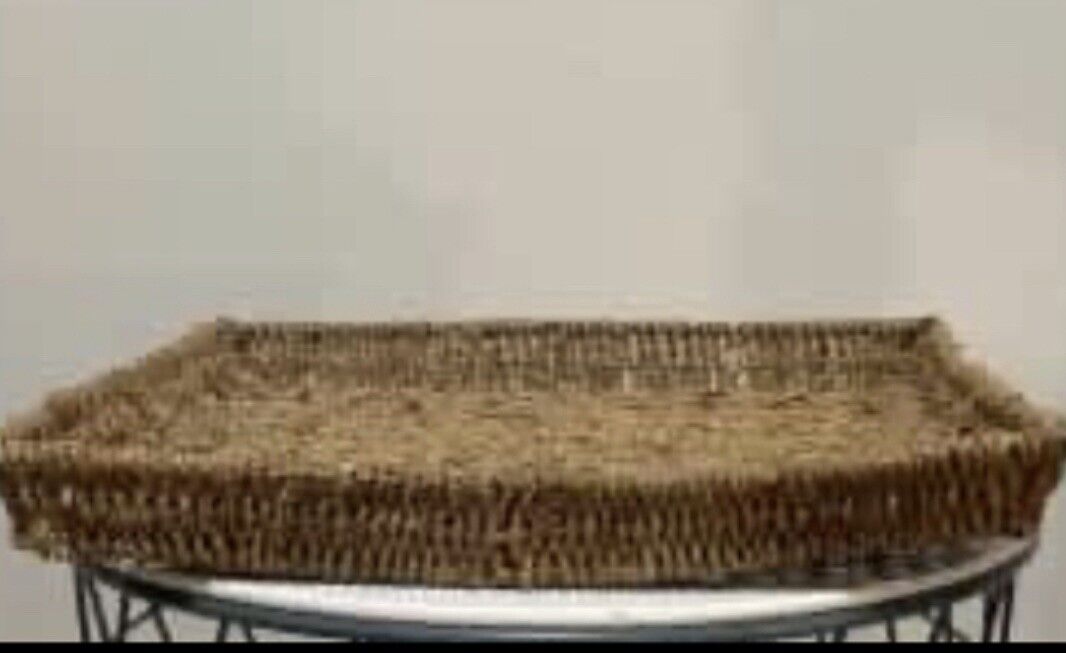 Flat Basket 39.5cm Handwoven Square Seagrass Jute Sisal Twine AE187 Vintage