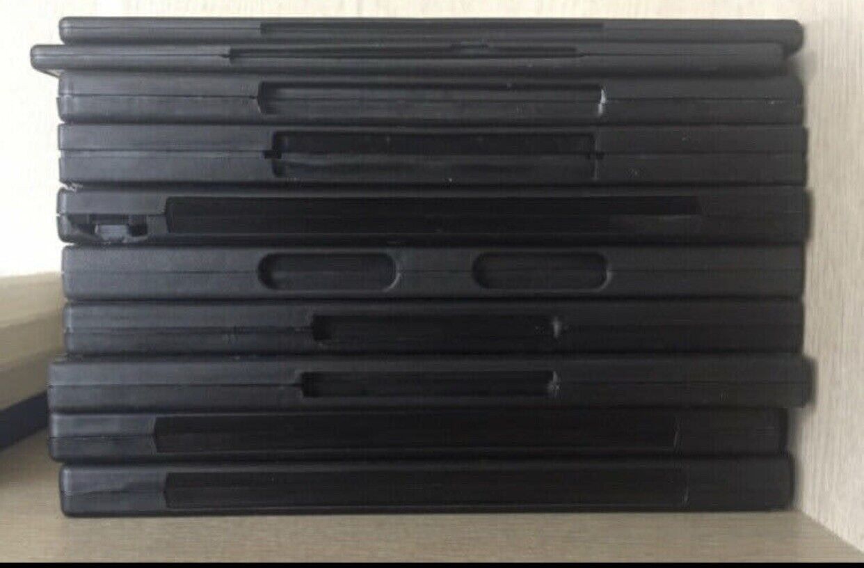 32 EMPTY DVD CD COVERS Hold 2 Discs Replacement Black Tall Jewel Case Clean Used
