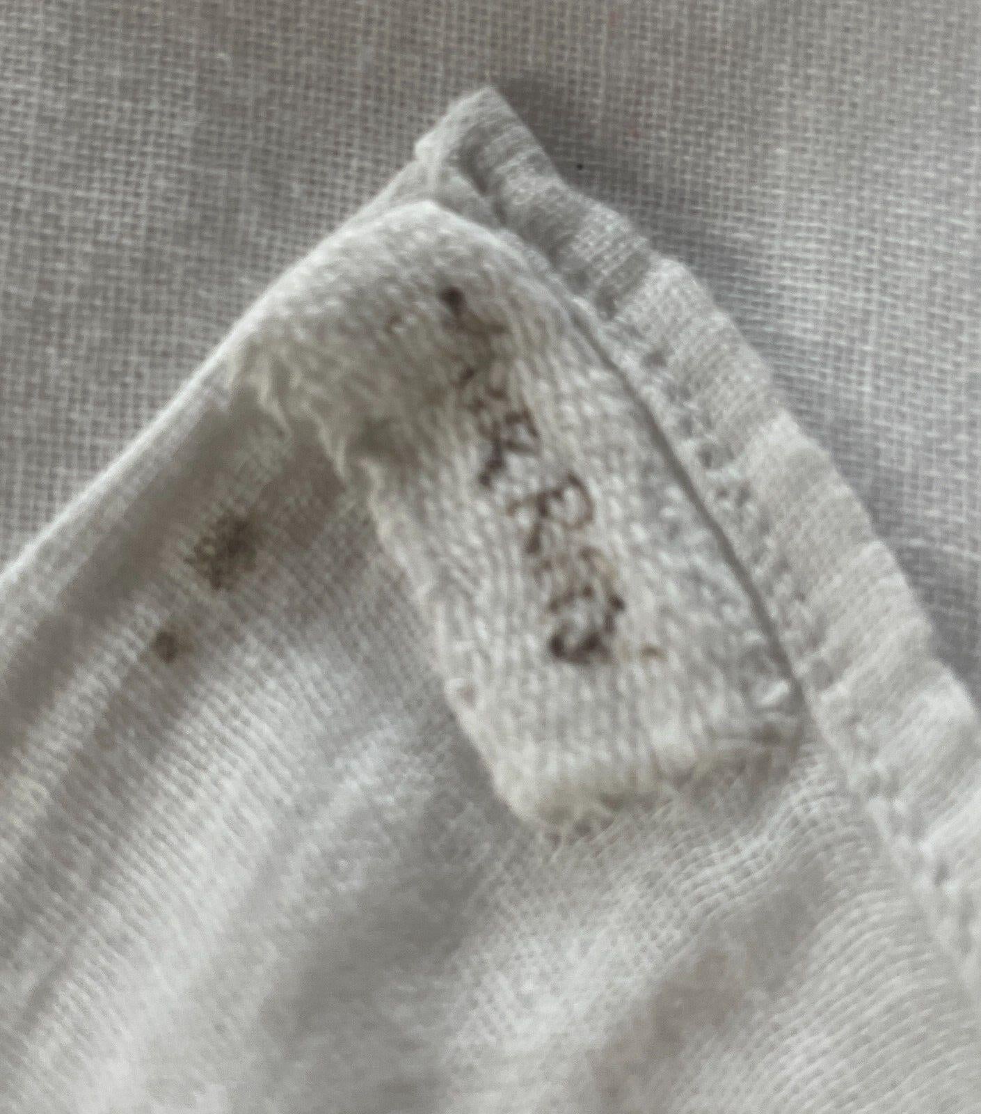 BABY WRAP White Muslin Hand Embroidered Bicycle Riders Motif 95 x 86cm Vintage