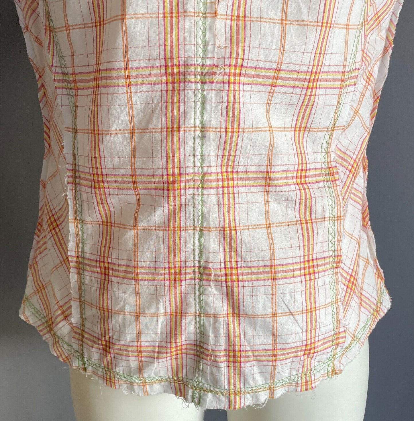 Vintage Girls MARY-KATE AND ASHLEY Cap Sleeve Check Shirt Sze 10 Floral Applique