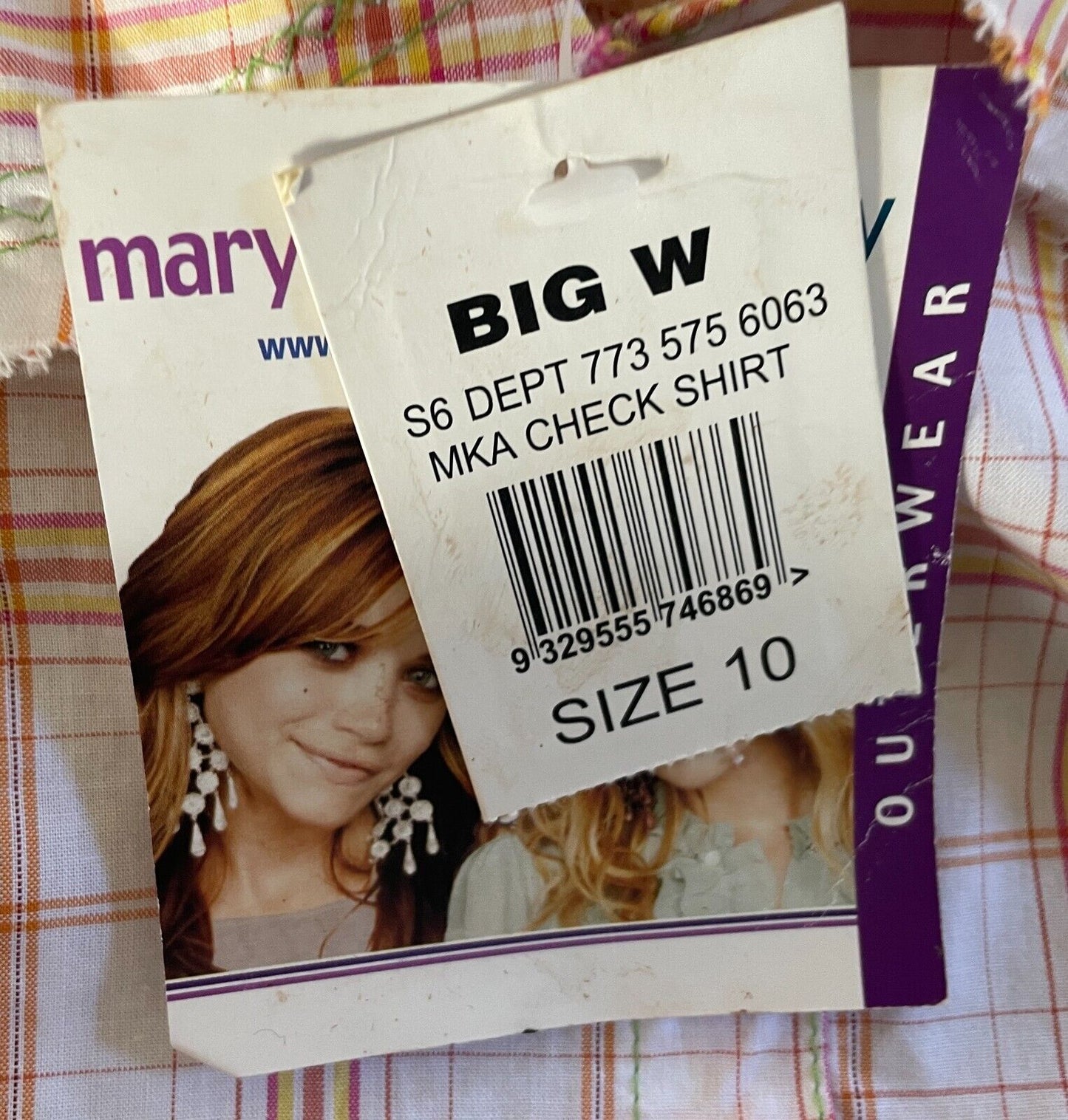 Vintage Girls MARY-KATE AND ASHLEY Cap Sleeve Check Shirt Sze 10 Floral Applique