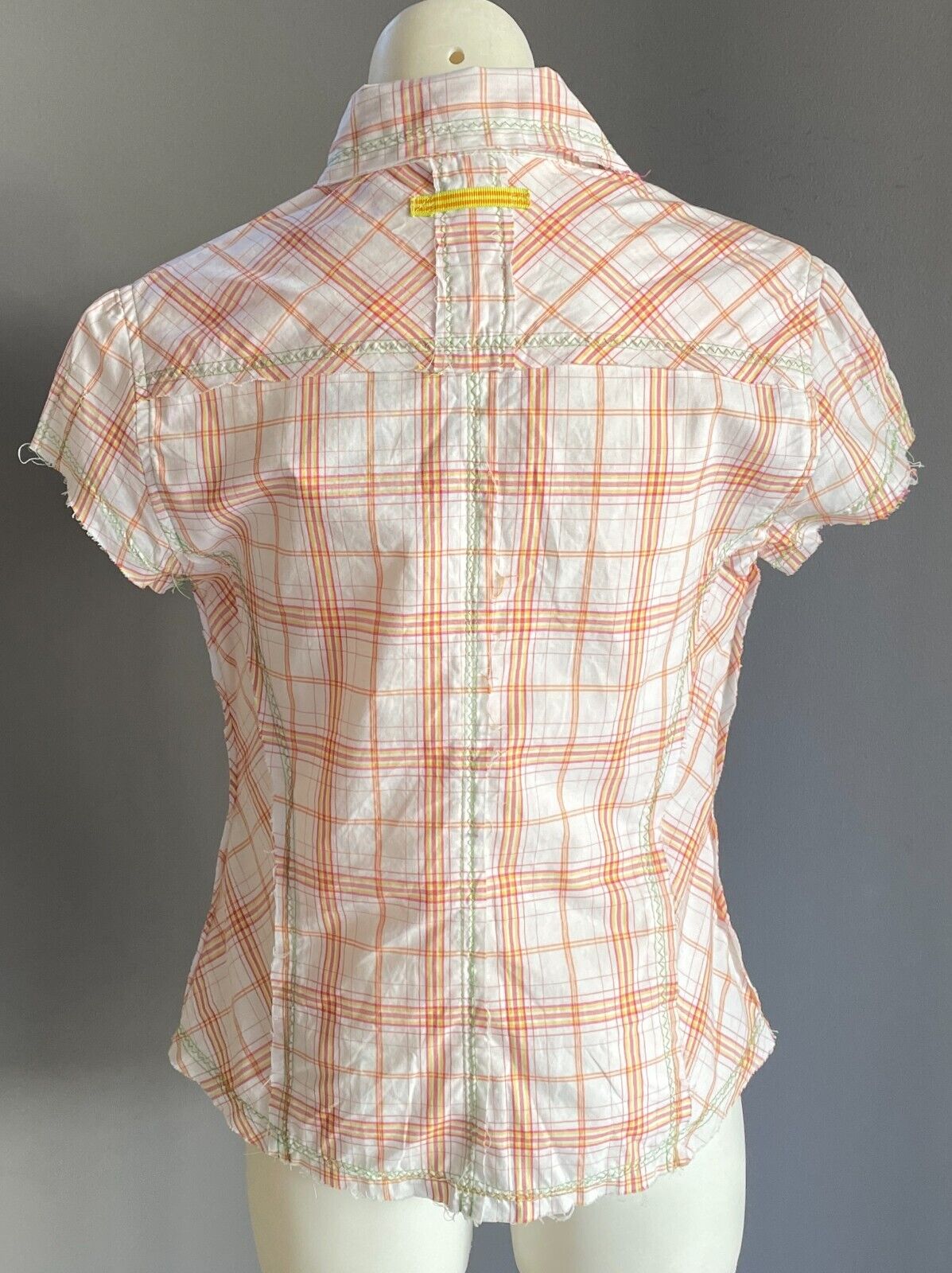 Vintage Girls MARY-KATE AND ASHLEY Cap Sleeve Check Shirt Sze 10 Floral Applique