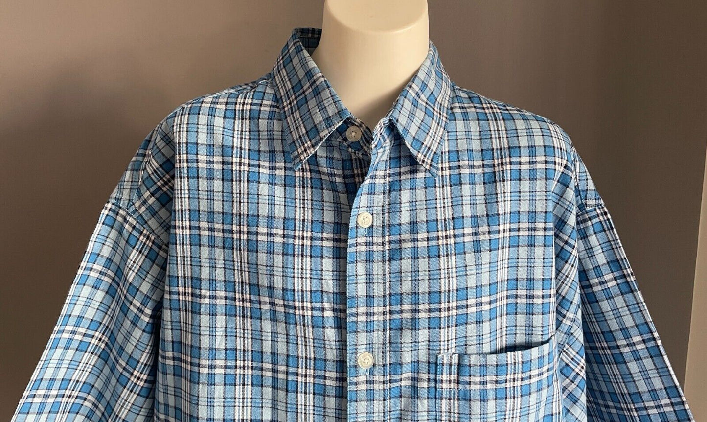 Teen NOW Blue/Black/White Check Short Sleeve Shirt Size 12 Button Front Cotton