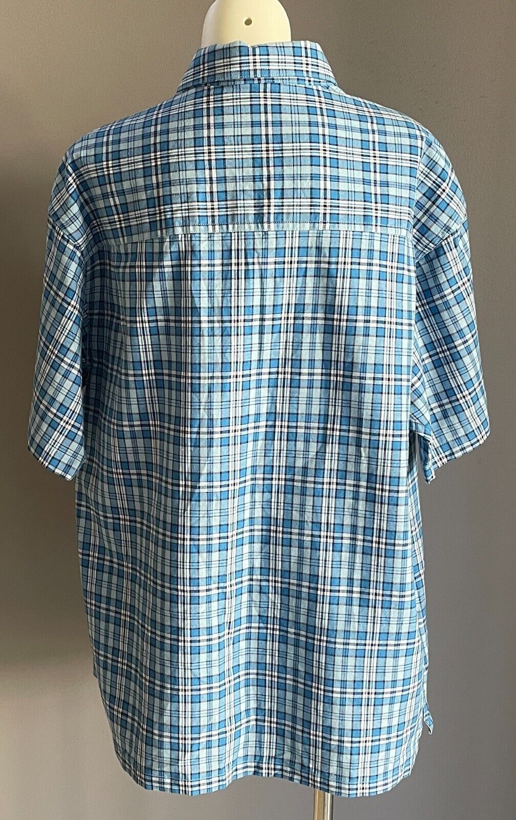 Teen NOW Blue/Black/White Check Short Sleeve Shirt Size 12 Button Front Cotton