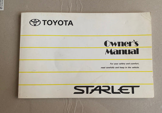 TOYOTA STARLET Owners Manual 1997 Publication No OM10509E Part 01999-10509 PB