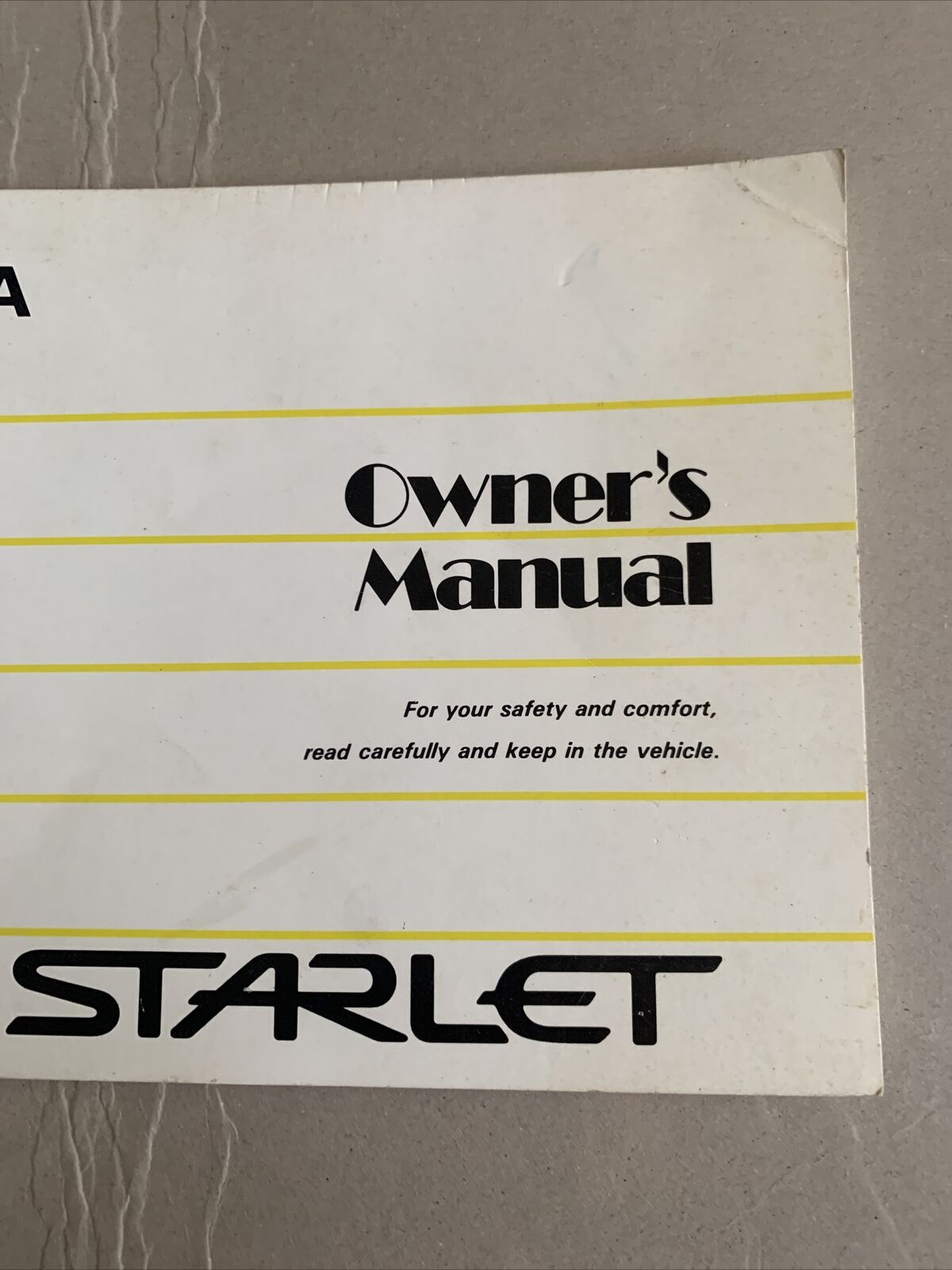 TOYOTA STARLET Owners Manual 1997 Publication No OM10509E Part 01999-10509 PB