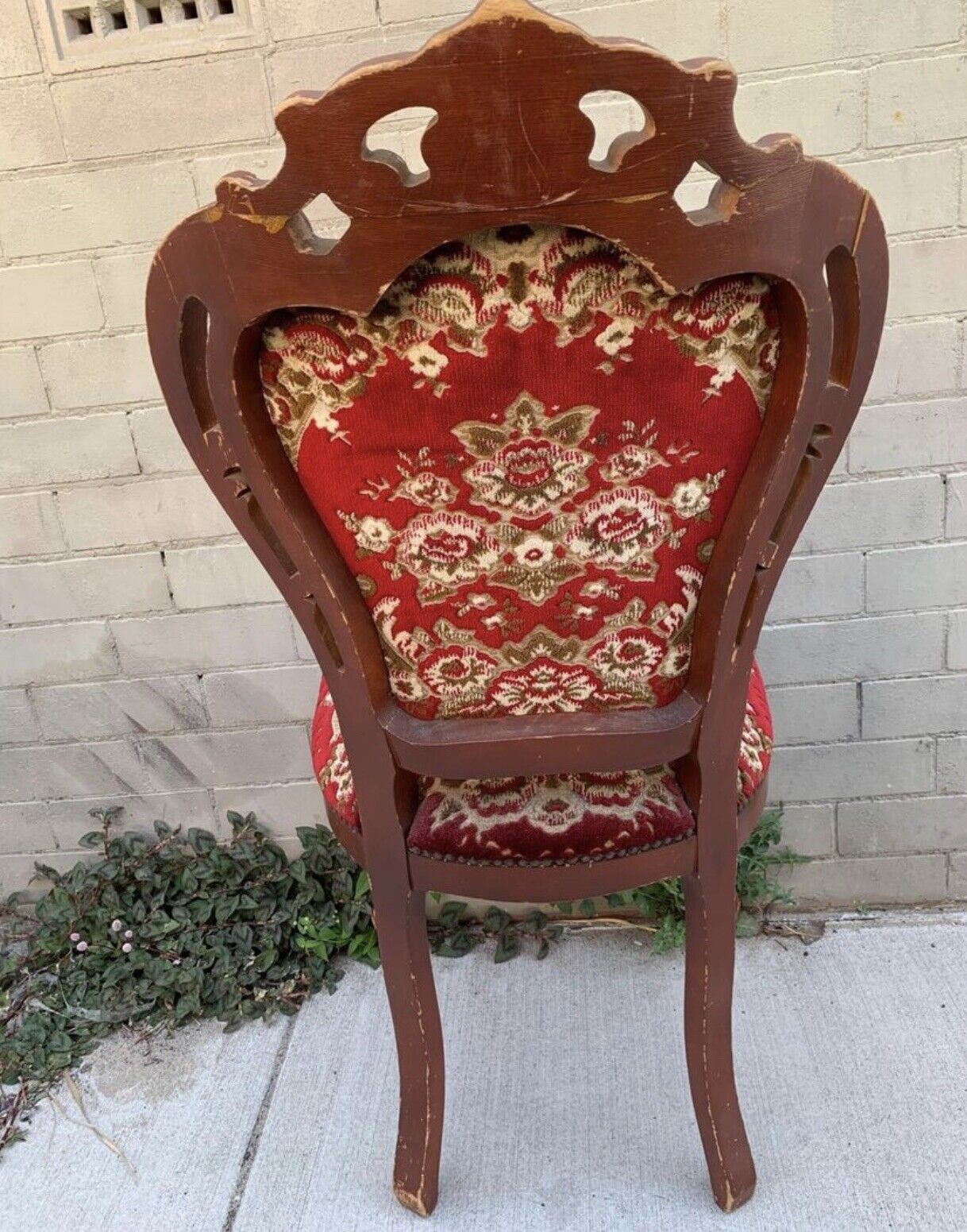 Gothic Baroque Dining  Chair Regal Carved Crest Rail WOOD Brocade Upholstery