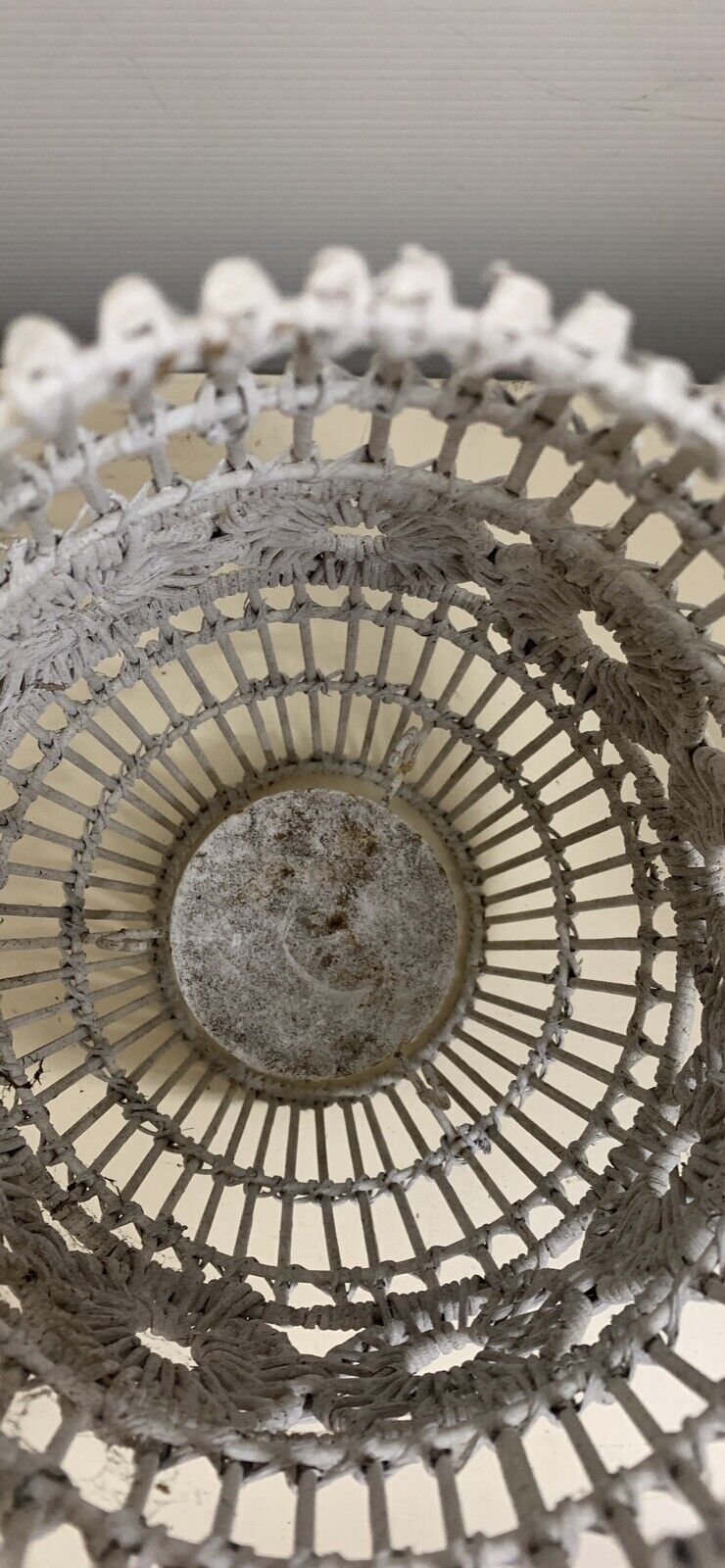 Boho hurricane lamp 35cm steel frame white wicker candle holder pillar tealight