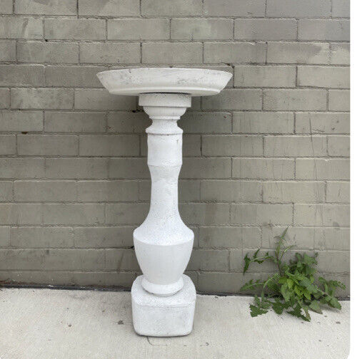 CONCRETE Bird Bath Feeder Planter Stand & 43cm Bowl White PEDESTAL 2 piece 80cm