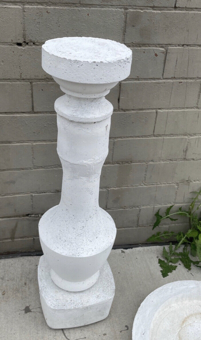 CONCRETE Bird Bath Feeder Planter Stand & 43cm Bowl White PEDESTAL 2 piece 80cm