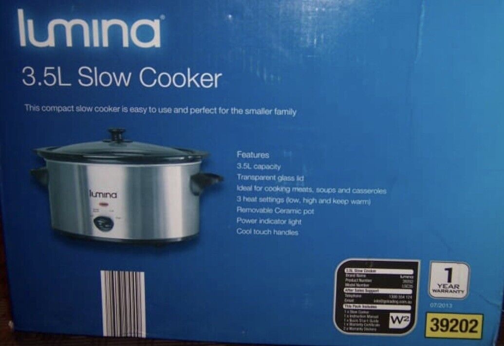 LUMINA 3.5L Slow Cooker Family Meal Tender Slow Cooked Pork Meat Electric NEW