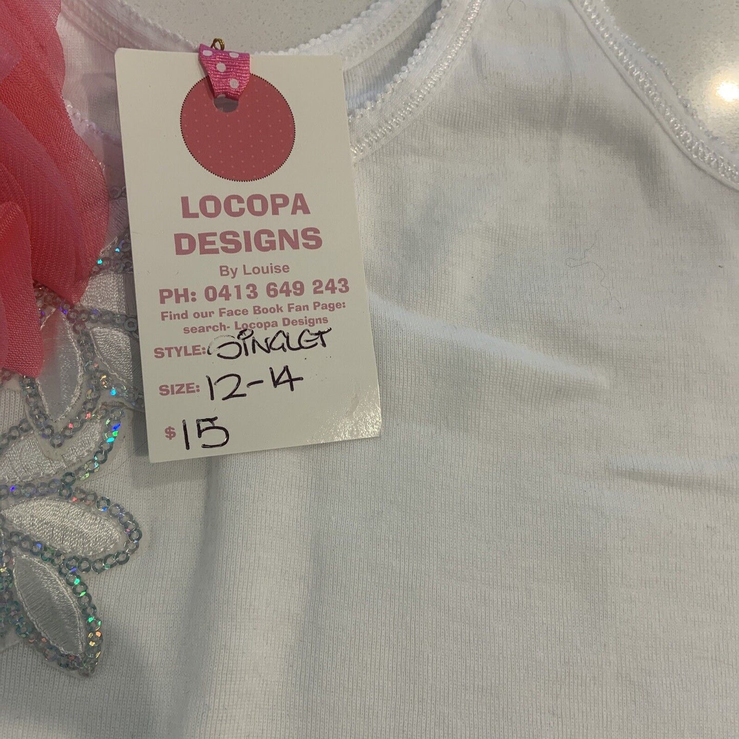 Tween Girl Singlet Top 2x LOCOPA DESIGNS By Louise Embellished Dressy 12 - 14