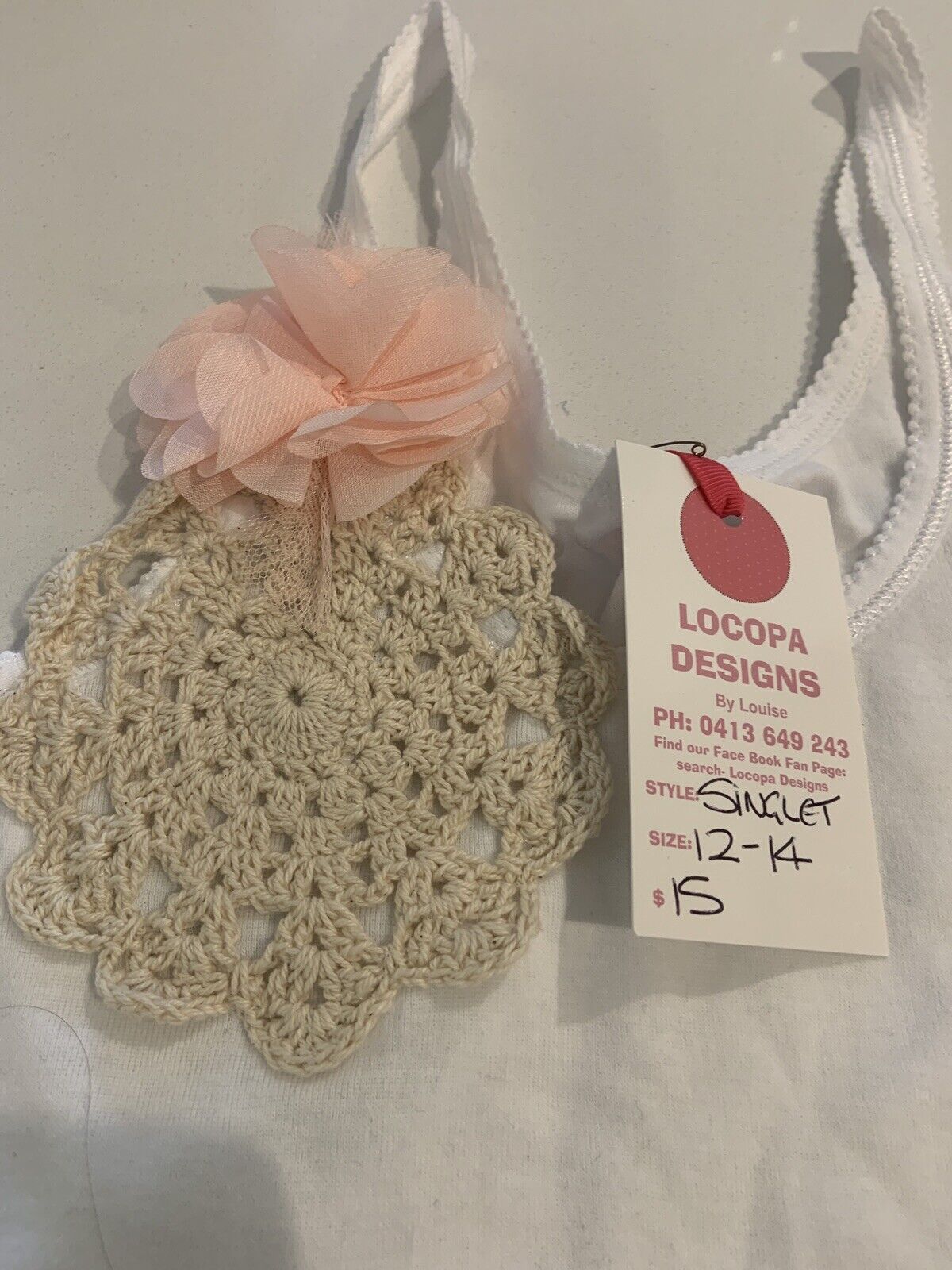 Tween Girl Singlet Top 2x LOCOPA DESIGNS By Louise Embellished Dressy 12 - 14
