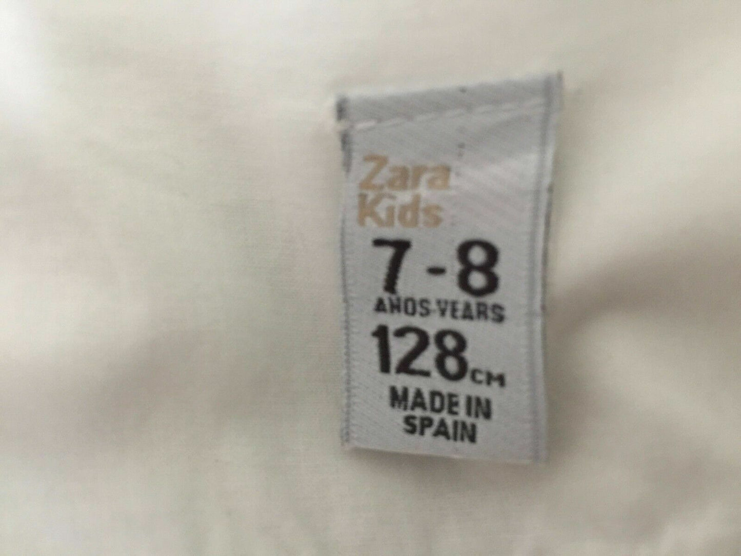 Girls ZARA KIDS Smock Top White Cap Sleeve Cotton Size 7 - 8