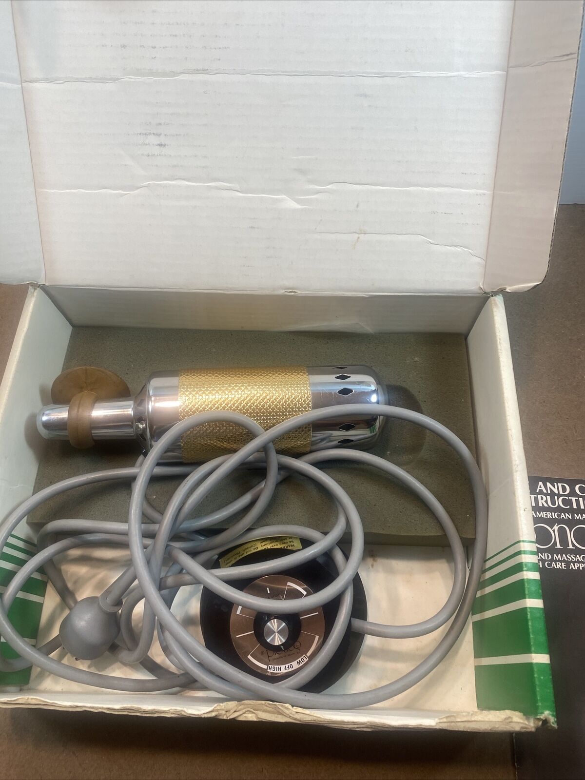Vintage Sonoid Hand Held Massage Master Heat & Vibration Therapy Manual USA Read