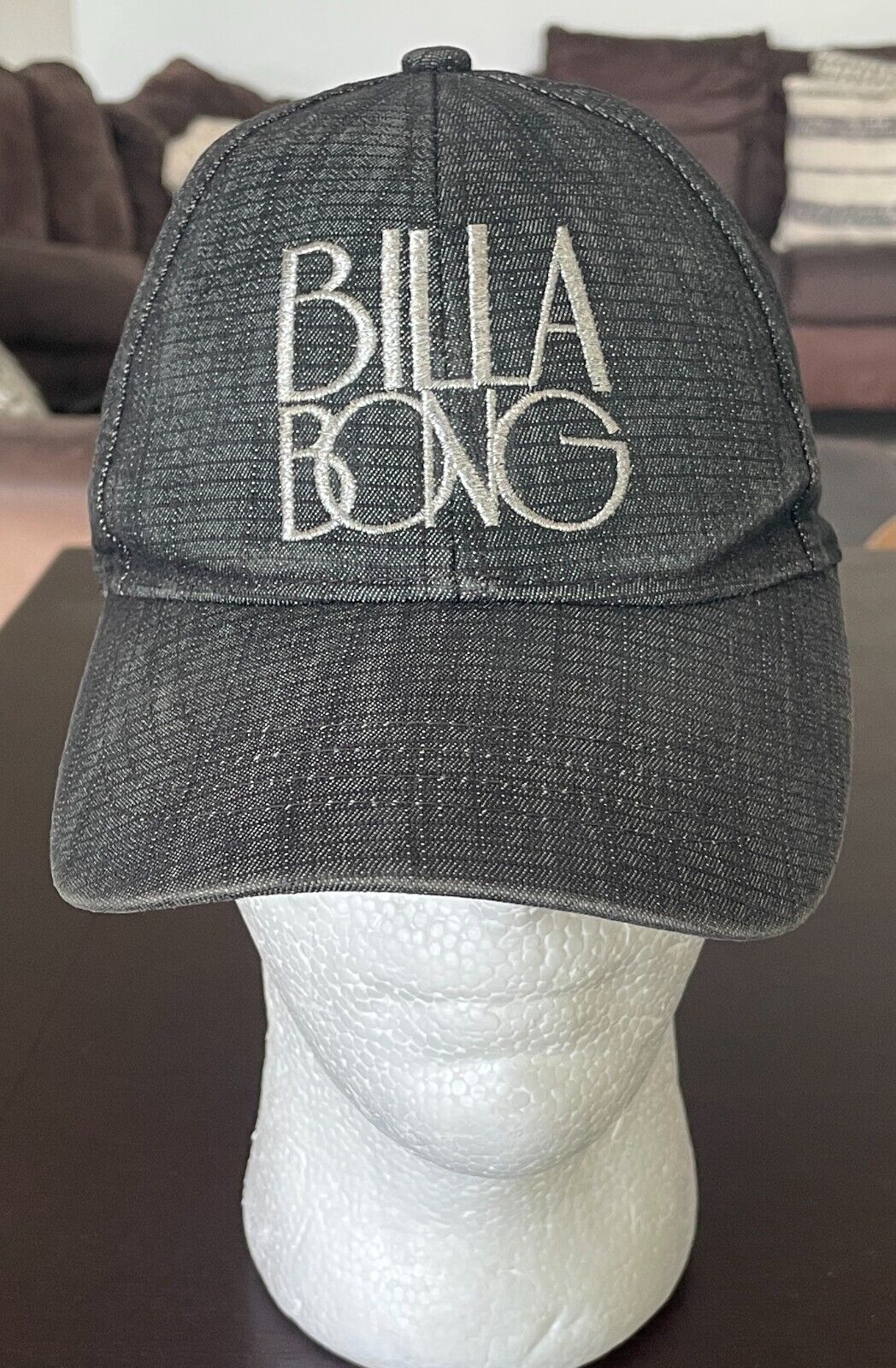 BILLABONG Grey Stripe 6 Panel Snapback Cap OSFA Adjustable Billabong Logo
