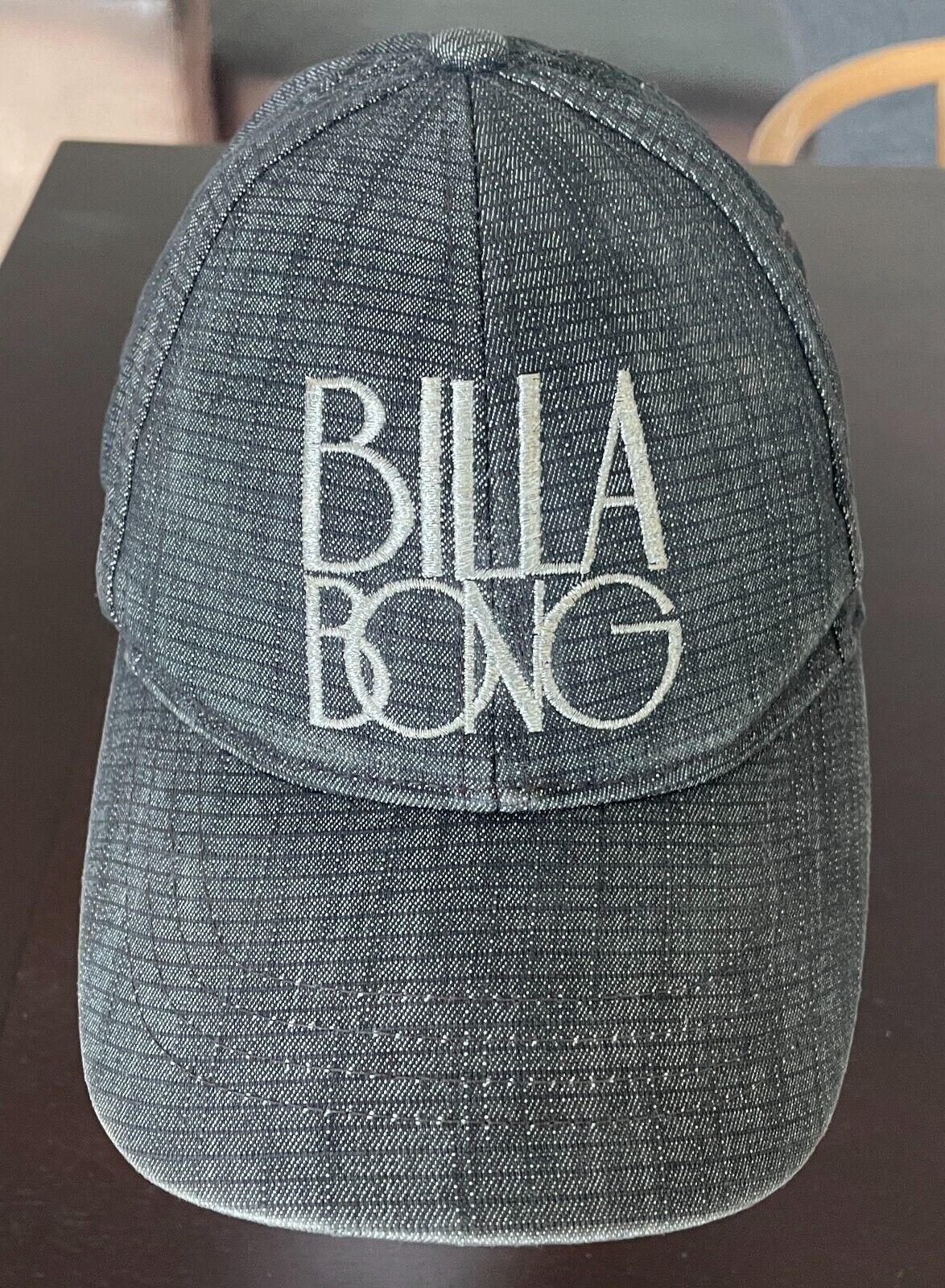 BILLABONG Grey Stripe 6 Panel Snapback Cap OSFA Adjustable Billabong Logo
