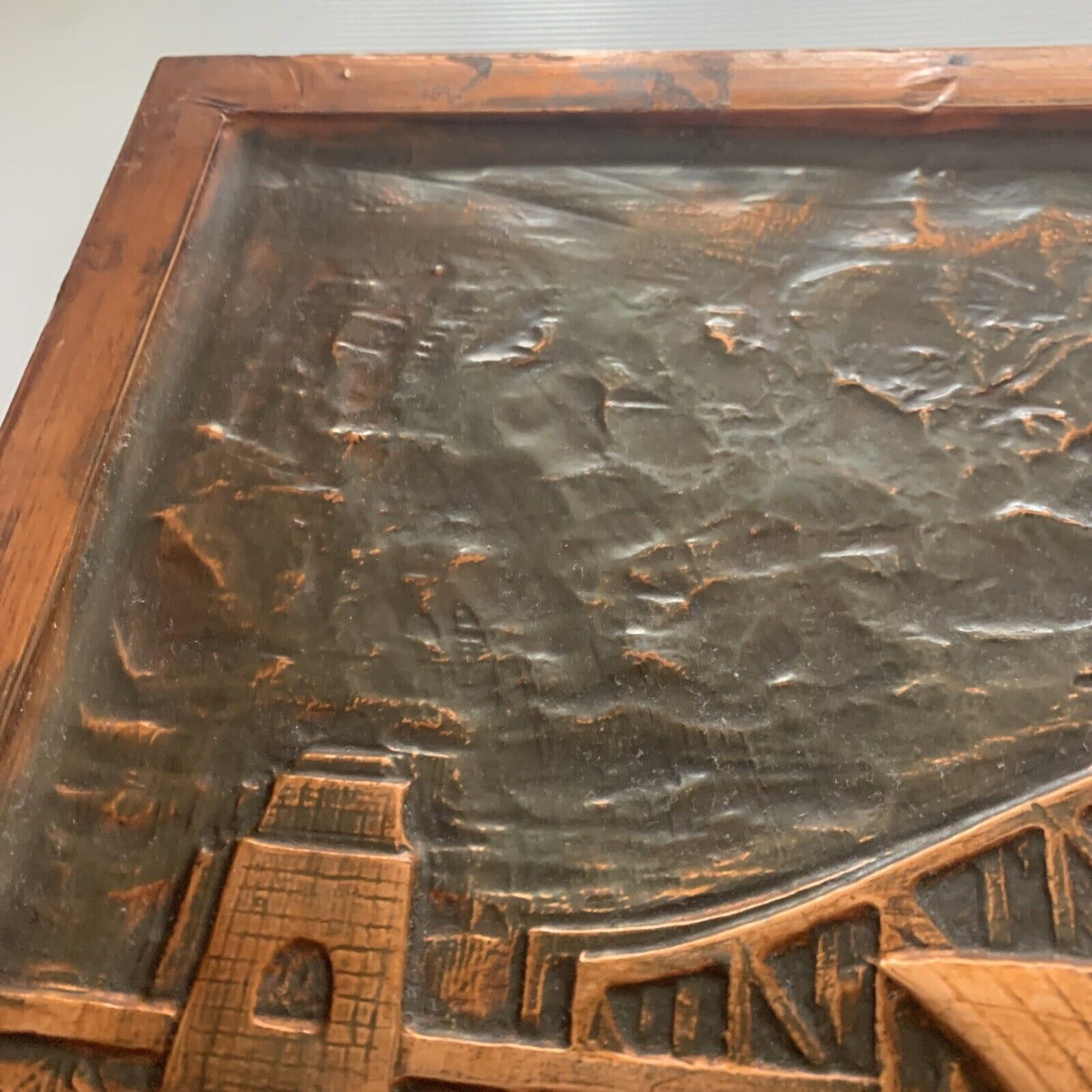 Vintage Australia SYDNEY Bridge Opera House 3D Beaten Copper Work Art 67 x 37cm