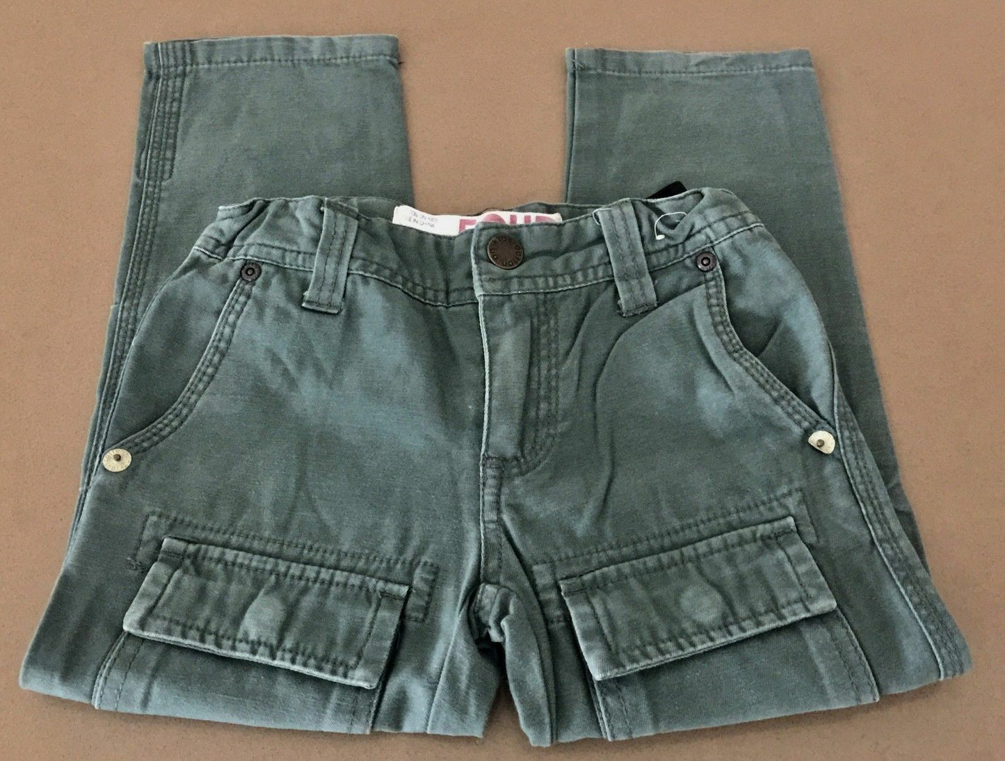 Boys COTTON ON Cargo Pants Khaki Full Length  w Adjustable Waist Size 4
