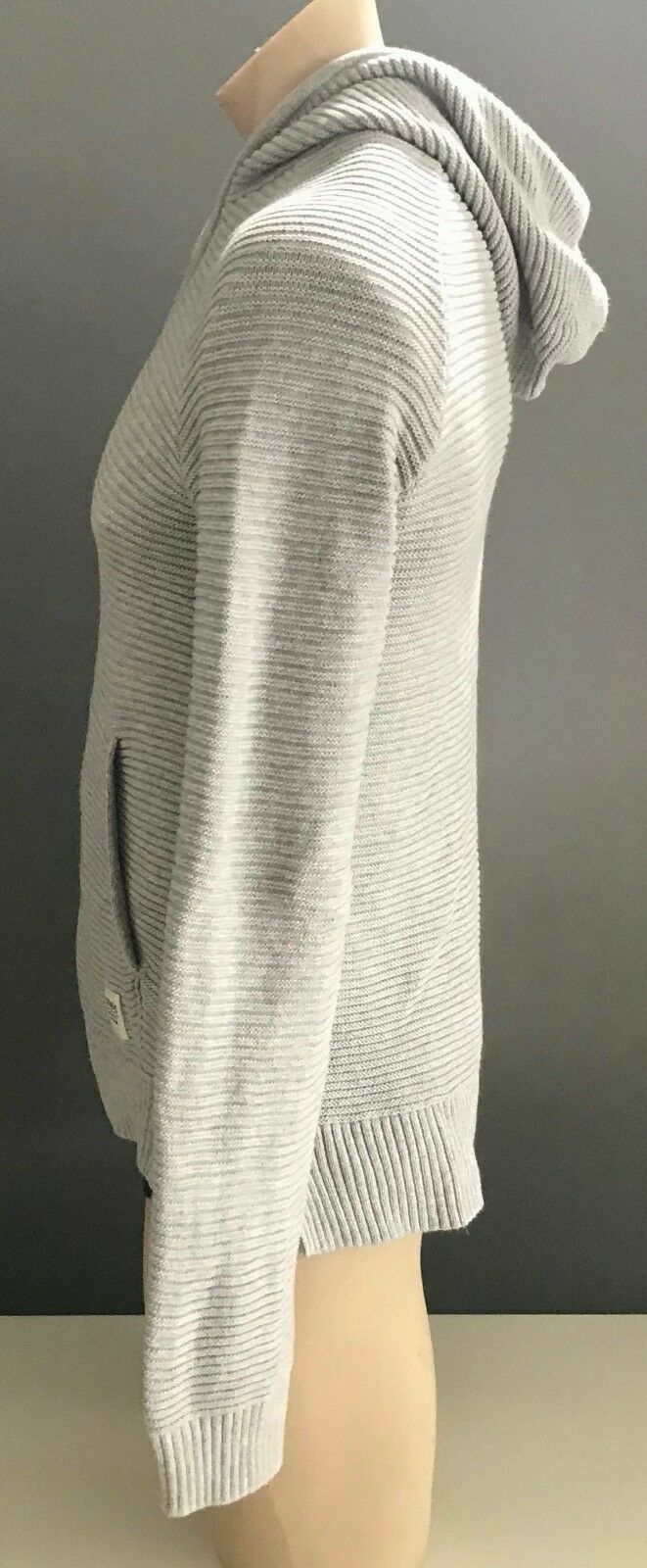 Teen Boys H&M Hoody Grey Rib Knit Long Sleeve Hoodie Jumper 1/2 Zip Sweater 15yr
