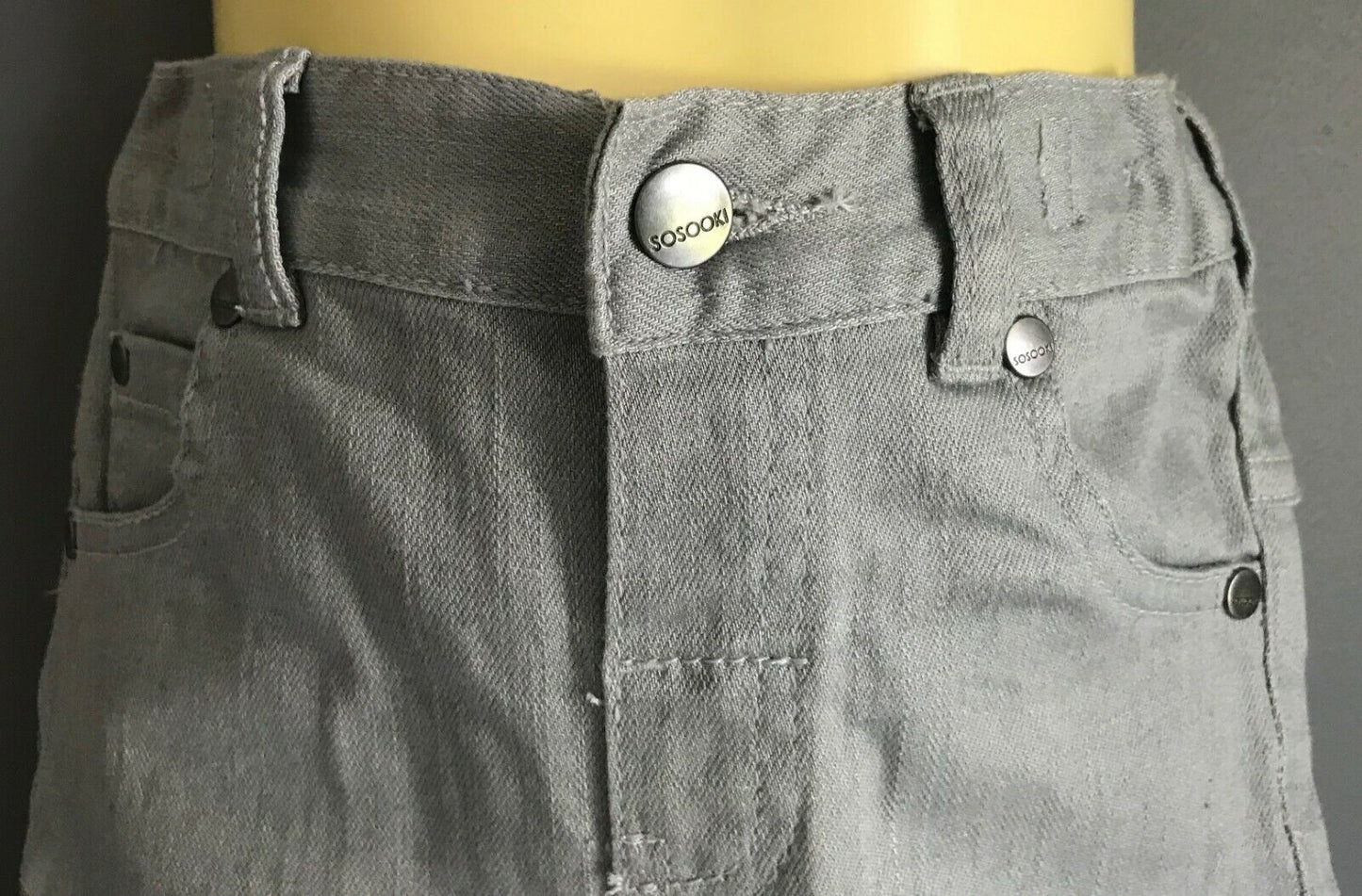 New Boys SOSOOKI Jeans Light Grey Denim Wash Jeans Pants Adjustable Waist Sz 2