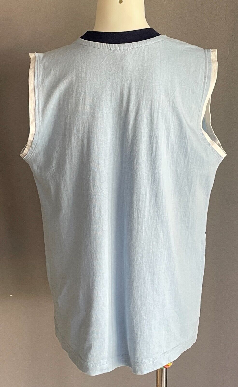 Boys Tank Top Blue Navy White Beige  Skate Print Sleeveless Size 12 Beach Casual