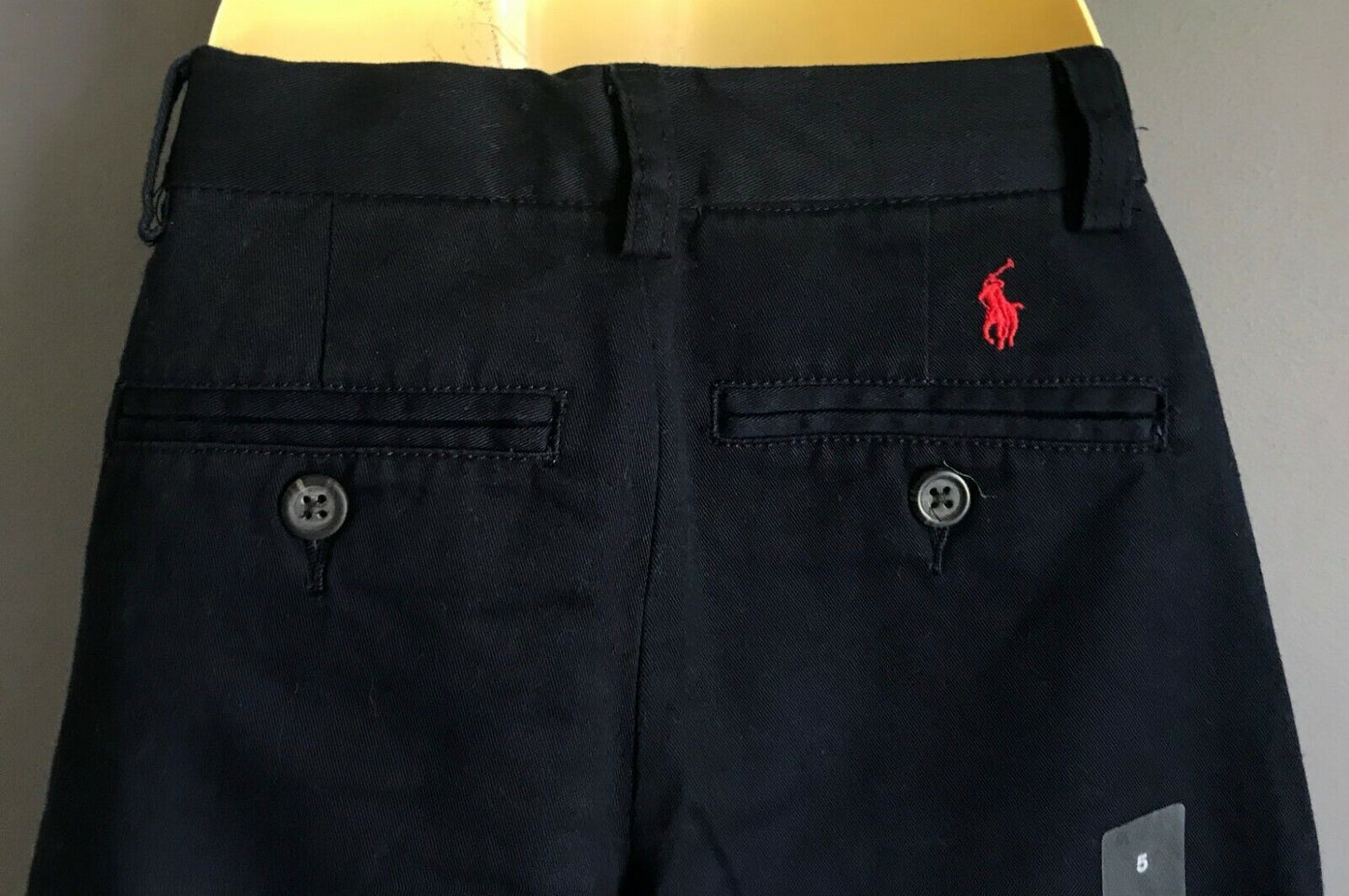 Boys POLO by RALPH LAUREN Pants Navy Blue Cotton Chino Adjustable Waist 5 yr NEW