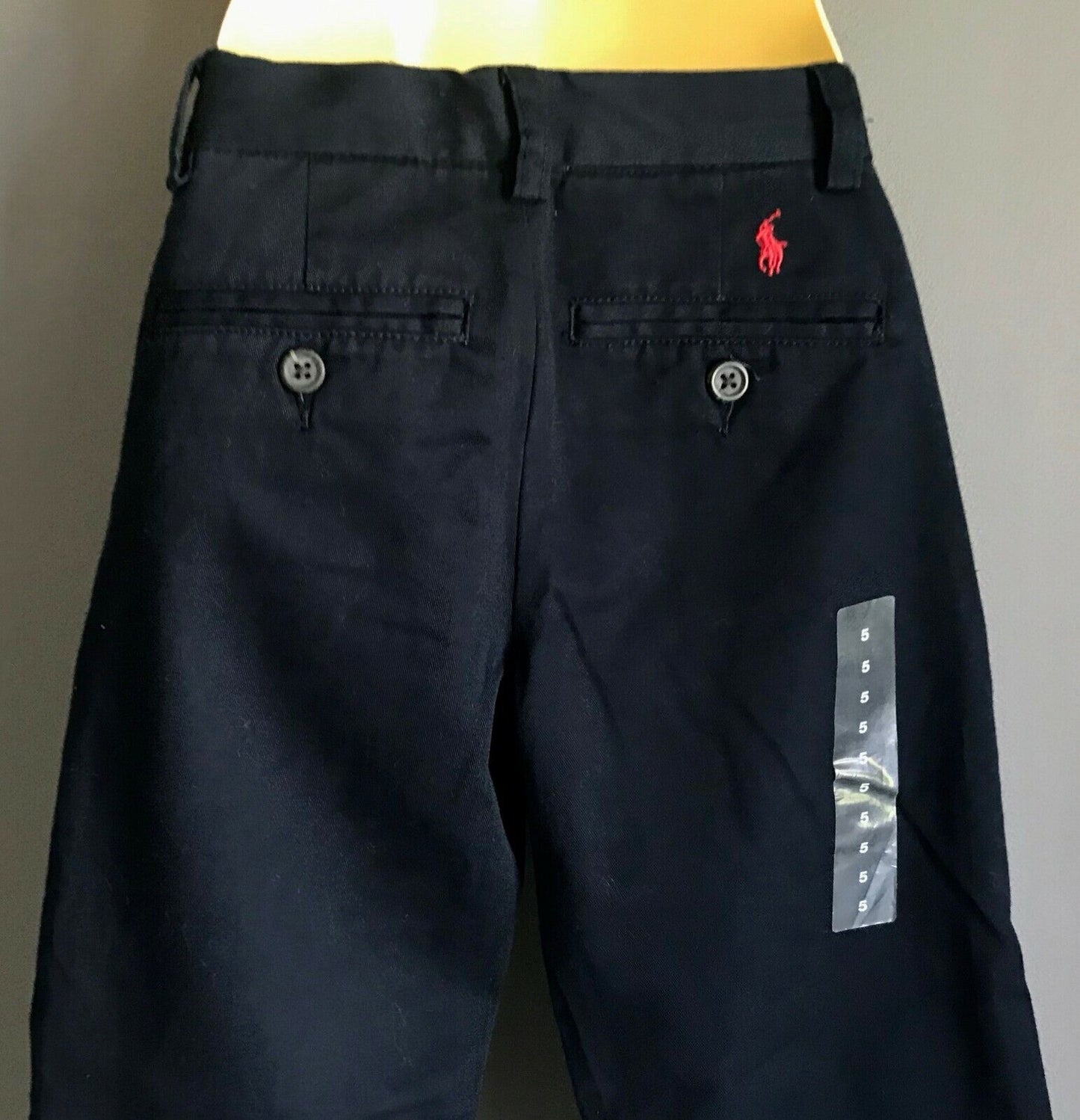 Boys POLO by RALPH LAUREN Pants Navy Blue Cotton Chino Adjustable Waist 5 yr NEW