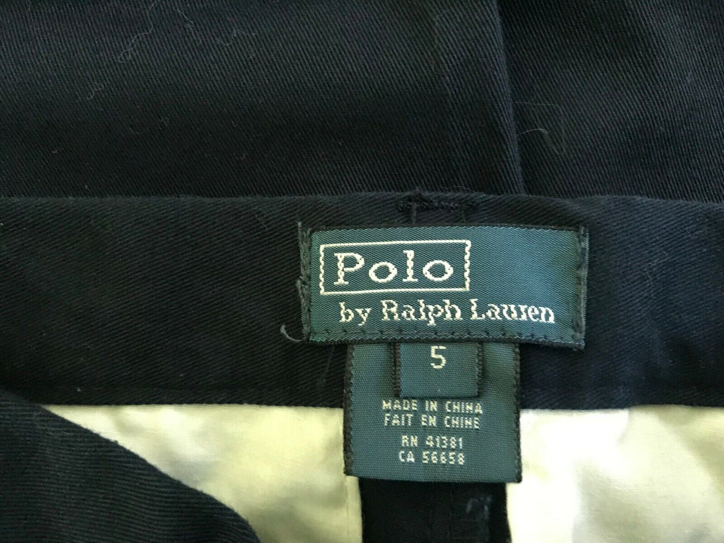 Boys POLO by RALPH LAUREN Pants Navy Blue Cotton Chino Adjustable Waist 5 yr NEW