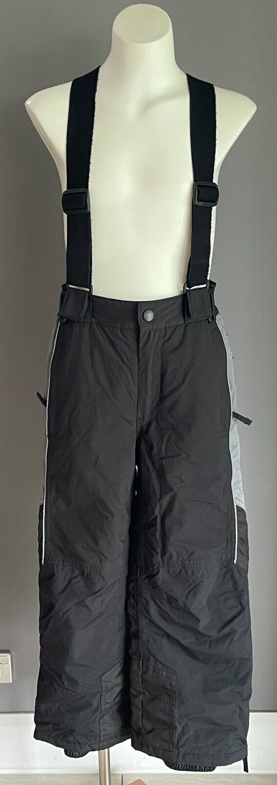 CRANE SPORTS Boys Ski Snowboard Snow Pants Grey Black White Winter Warm Size 8