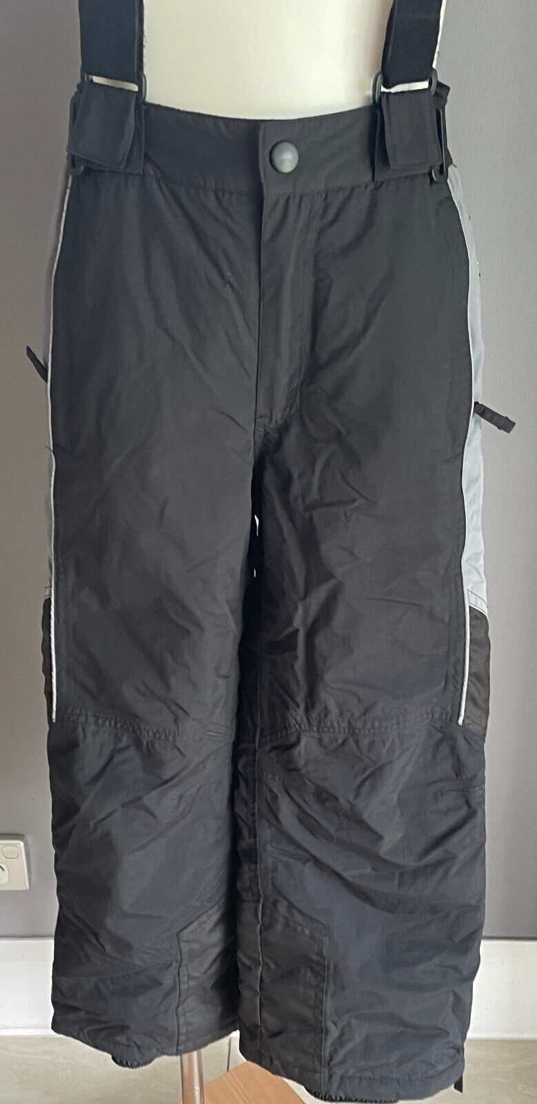 CRANE SPORTS Boys Ski Snowboard Snow Pants Grey Black White Winter Warm Size 8