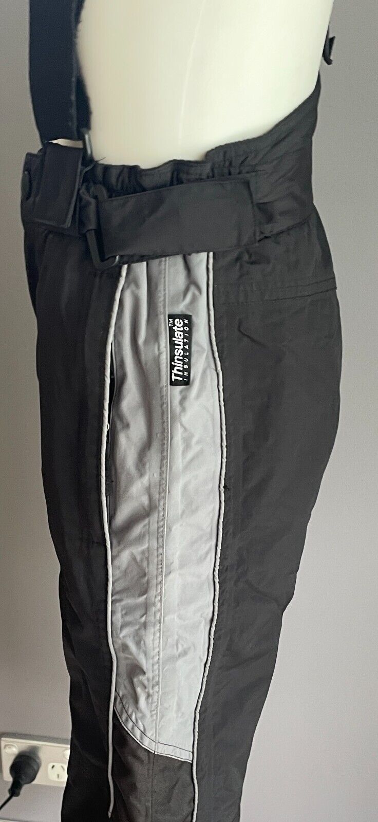 CRANE SPORTS Boys Ski Snowboard Snow Pants Grey Black White Winter Warm Size 8