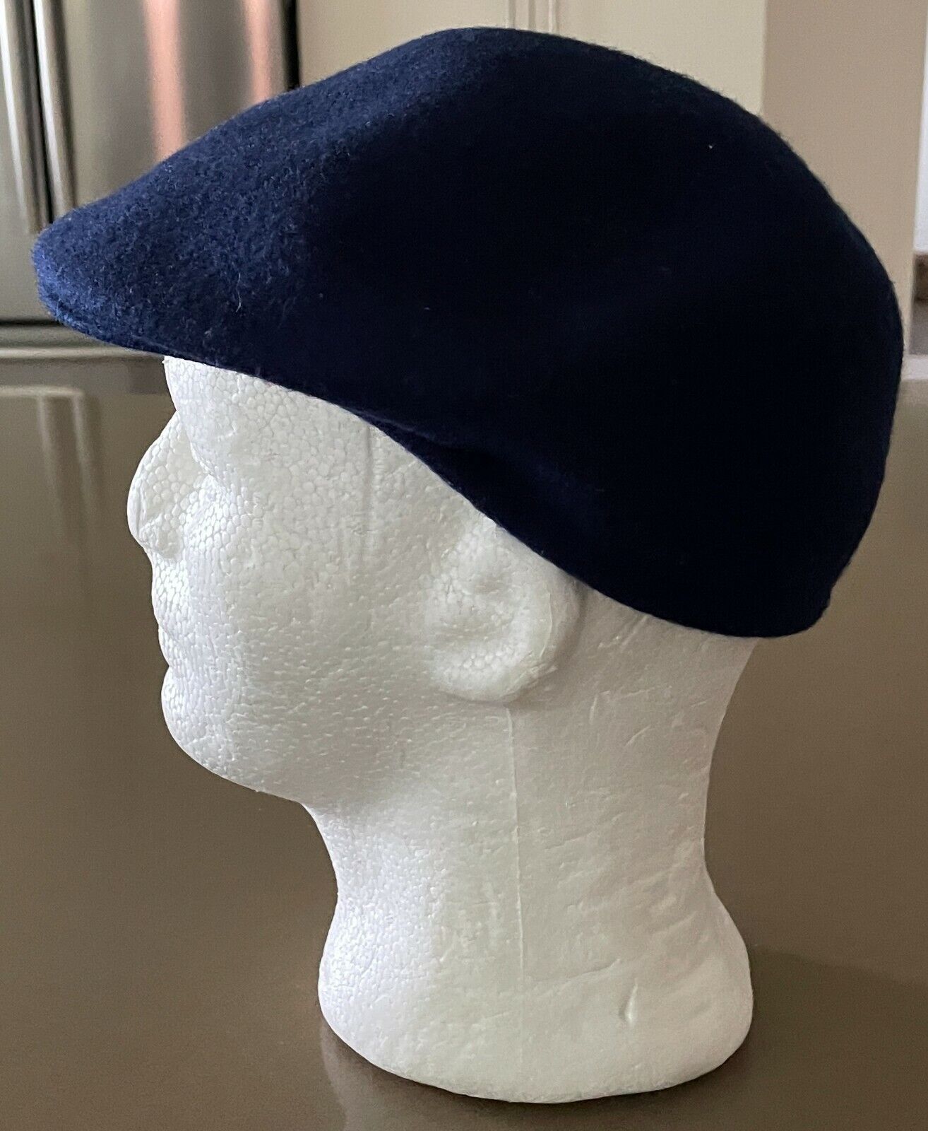 LILY & DAN CAP Hat Tween Boys Ascot Style Navy Wool Adjustable