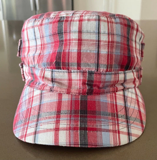TOSHI Baseball Cap Boys Red Check Cotton Breton Hat Size 52cm
